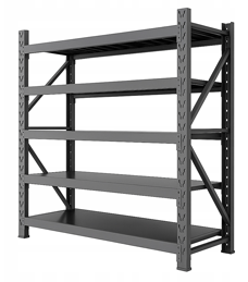 Regał magazynowy metalowy, czarny o różnych wymiarach. Dostępny w sklepie Professional Rack